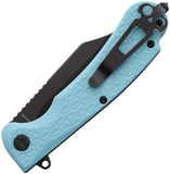 Daggerr Knives Powie Linerlock Light Blue FRN Folding Black 8Cr14MoV Pocket Knife PWTFBW