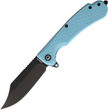 Daggerr Knives Powie Linerlock Light Blue FRN Folding Black 8Cr14MoV Pocket Knife PWTFBW