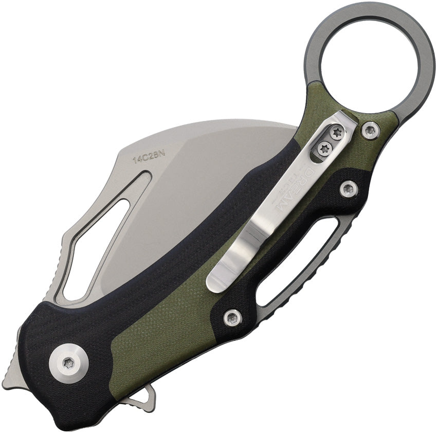 Dreamtech Button Lock Karambit Blk/Gn Folding Knife | Premium EDC
