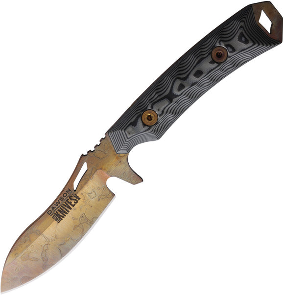 Dawson Knives Harvester Black & Gray G10 MagnaCut Arizona Copper Fixed Blade Knife 15831