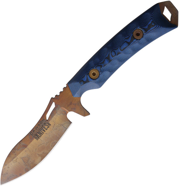 Dawson Knives Harvester Black & Blue G10 MagnaCut Arizona Copper Fixed Blade Knife 16364