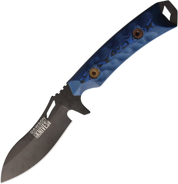 Dawson Knives Harvester Black & Blue G10 MagnaCut Apocalypse Black Fixed Blade Knife 84141