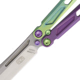 EOS Gremlin Balisong Green & Purple Titanium S30V Sheepsfoot Butterfly Knife 153