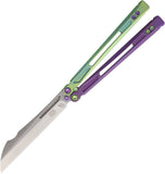 EOS Gremlin Balisong Green & Purple Titanium S30V Sheepsfoot Butterfly Knife 153