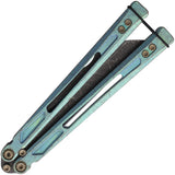EOS Gremlin Balisong Antique Green Titanium S30V Sheepsfoot Butterfly Knife 154