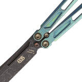 EOS Gremlin Balisong Antique Green Titanium S30V Sheepsfoot Butterfly Knife 154