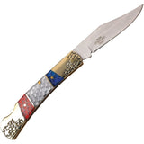 Elk Ridge Lockback White/Red/Blue C-Tek Folding 3Cr13 Pocket Knife 945