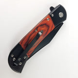 Elk Ridge Spring Assisted Folding Pocket Knife Black W/ Wood Handle - A009BW