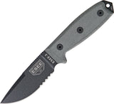 ESEE Model 3 Part Serrated Edge Fixed Blade "Super Tuff" Black Handle Knife 3SCP