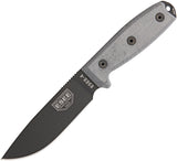 ESEE Model 4 Stainless Plain Fixed Drop Pt Blade Black Micarta Handle Knife 4PB