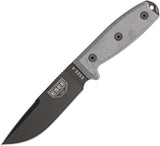 ESEE 9" Model 4 Carbon Plain Fixed Drop Pt Blade Black Handle + Sheath 4PCPB