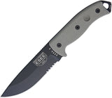 ESEE Model 5 Part Serrated Fixed Black Blade Green Canvas Handle Knife 5SKOBK