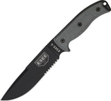 ESEE Model 6 Part Serated Carbon Steel Fixed Blade Black Knife w/ Sheath 6SCP