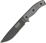 ESEE Model 6 Part Serrated Tactical Fixed Blade Black Handle Knife + Sheath 6STG
