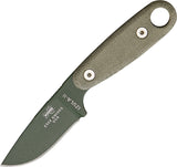 ESEE Izula II OD Green Fixed Blade Canvas Micarta Handle Knife + Sheath IZ2OD