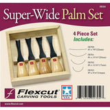 Flexcut Super-Wide-Format Tan Wood Carbon Steel 4pc Carving Knives Palm Set FR704
