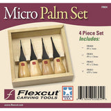 Flexcut Tan Wood Carbon Steel 4pc Carving Knives Micro-Palm Tool Set FR804