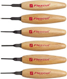 Flexcut Mixed Profile Tan Wood Carbon Steel 6pc Carving Knives Micro Tool Set MT910