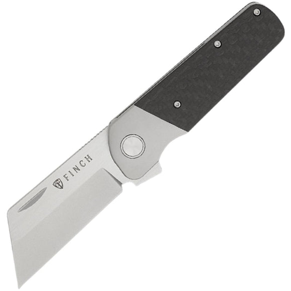 Finch Runtly XL Dark Side Black Carbon Fiber Folding M390 Pocket Knife  OPEN BOX