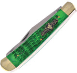 German Bull Trapper Antique Green Jigged Bone Folding Stainless Pocket Knife 010AGB