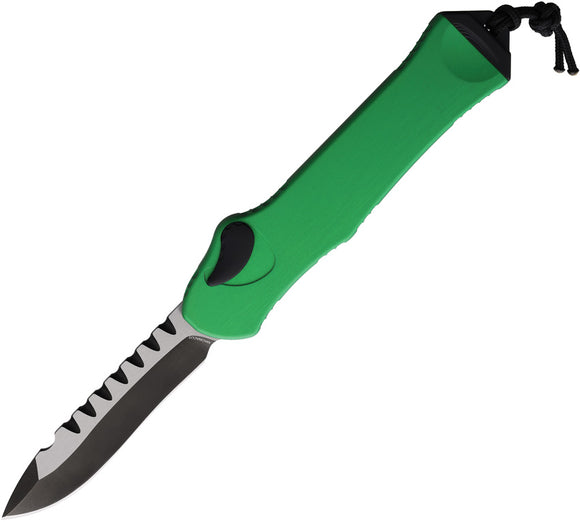 Heretic Knives Automatic Hydra Knife OTF Toxic Green Aluminum MagnaCut Recurve Blade 00811ATXGRN