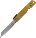 Higonokami Warikomi Ox Brass Folding Blue Paper Steel Pocket Knife ZOD07