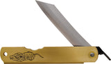 Higonokami Warikomi Tiger Brass Folding Blue Paper Steel Pocket Knife ZOD08