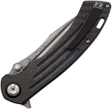 Kansept Knives Pretatout Linerlock Carbon Fiber & G10 Folding Damascus Knife 1032D3