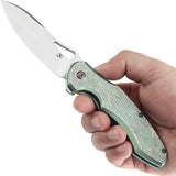 Kansept Knives Echis Framelock Textured Green Titanium Folding S35VN Knife 1071A4