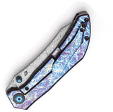 Kansept Knives Tipper Framelock Lightning Strike Titanium Folding Damascus Pocket Knife 1079A3