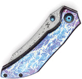 Kansept Knives Tipper Framelock Lightning Strike Titanium Folding Damascus Pocket Knife 1079A3