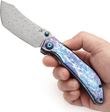 Kansept Knives Tipper Framelock Lightning Strike Titanium Folding Damascus Pocket Knife 1079A3