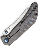 Kansept Knives Tipper Framelock Tiger Stripe Titanium Folding Damascus Pocket Knife 1079A4