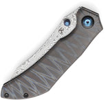 Kansept Knives Tipper Framelock Tiger Stripe Titanium Folding Damascus Pocket Knife 1079A4