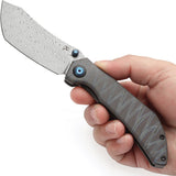 Kansept Knives Tipper Framelock Tiger Stripe Titanium Folding Damascus Pocket Knife 1079A4