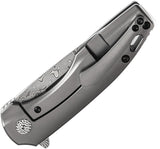 Kansept Knives Cassowary Framelock Gray Titanium Folding Damascus Knife 2065A4