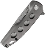 Kansept Knives Cassowary Framelock Gray Titanium Folding Damascus Knife 2065A4