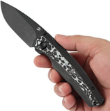 Kansept Knives Raven Framelock Titanium & White Carbon Fiber Folding 20CV Knife 2109A1