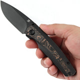 Kansept Knives Raven Framelock Titanium & Copper Foil Carbon Fiber Folding 20CV Knife 2109A3