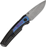 Kansept Knives Raven Framelock Titanium & Timascus Folding Damascus Knife 2109A4