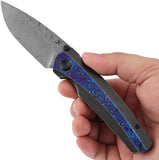 Kansept Knives Raven Framelock Titanium & Timascus Folding Damascus Knife 2109A4