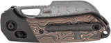 Kansept Knives Nahual Crossbar Lock Titanium & Copper Foil Carbon Fiber Folding Damascus Knife 2125V3