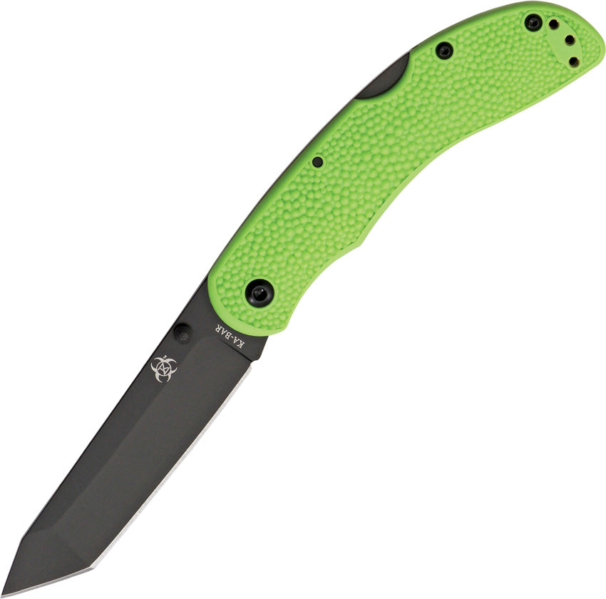 Ka-Bar Zombie Lockback Green Handle AUS-8A Stainless Tanto Folding