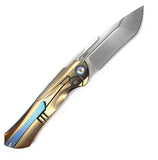 Ketuo Illusion Framelock Gold Titanium Folding Bohler M390 Pocket Knife M030