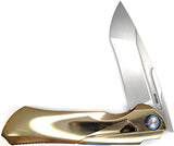 Ketuo Illusion Framelock Gold Titanium Folding Bohler M390 Pocket Knife M030
