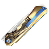 Ketuo Illusion Framelock Gold Titanium Folding Bohler M390 Pocket Knife M030