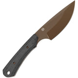 Kansept Knives Flank Black Micarta Rose Gold D2 Steel Fixed Blade Knife w/ Sheath G006A3