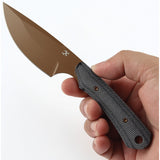 Kansept Knives Flank Black Micarta Rose Gold D2 Steel Fixed Blade Knife w/ Sheath G006A3