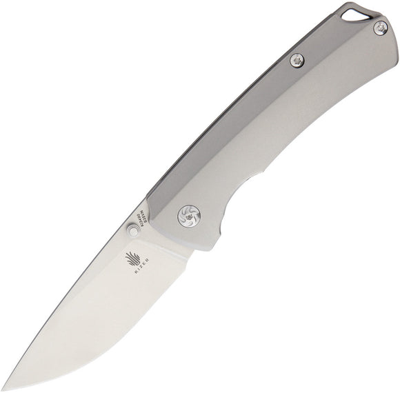 Kizer T1 Gray Titanium S35VN Drop Pt Framelock Folding Pocket Knife w/ Case - 3490