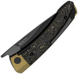 Kizer Cutlery Mini Momo Linerlock Gold Carbon Fiber & Titanium Folding S90V Knife 3663A3